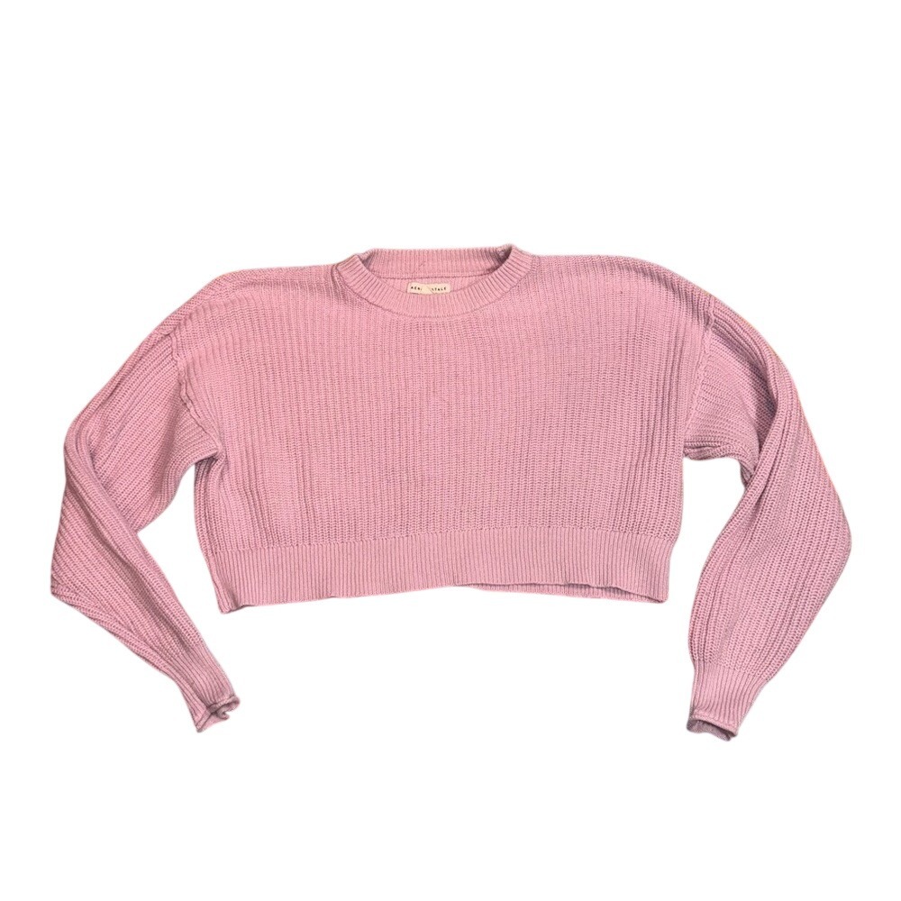 Aeropostale Womens‎ Light Pink Ribbed Crop Top Crew Neck Sweater Medium